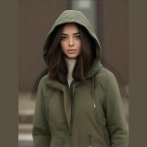 Aeropostale Olive Green Fur Lined Hood Outdoor Long Winter Parka Jacket Coat XS